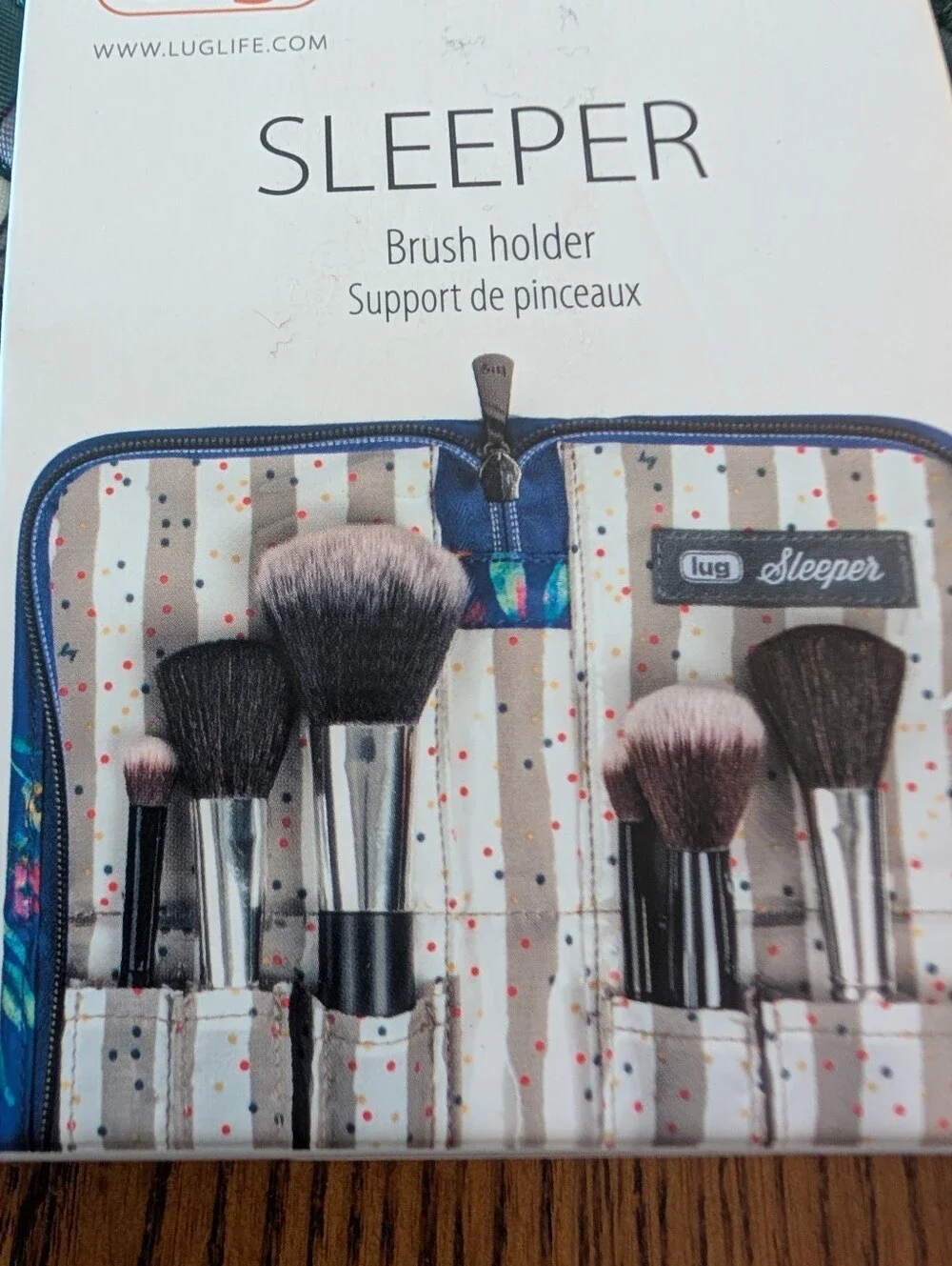 Lug Sleeper Brush Holder - Teal Floral Leaf Print - NEW